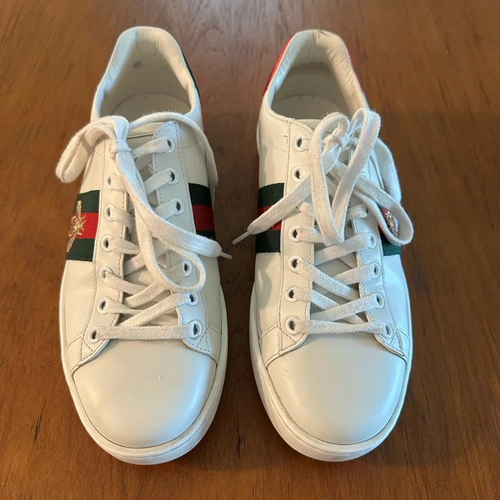 Gucci Women’s Sneakers Ace Trainer With Bee Size 37.5 - Picture 2 of 11